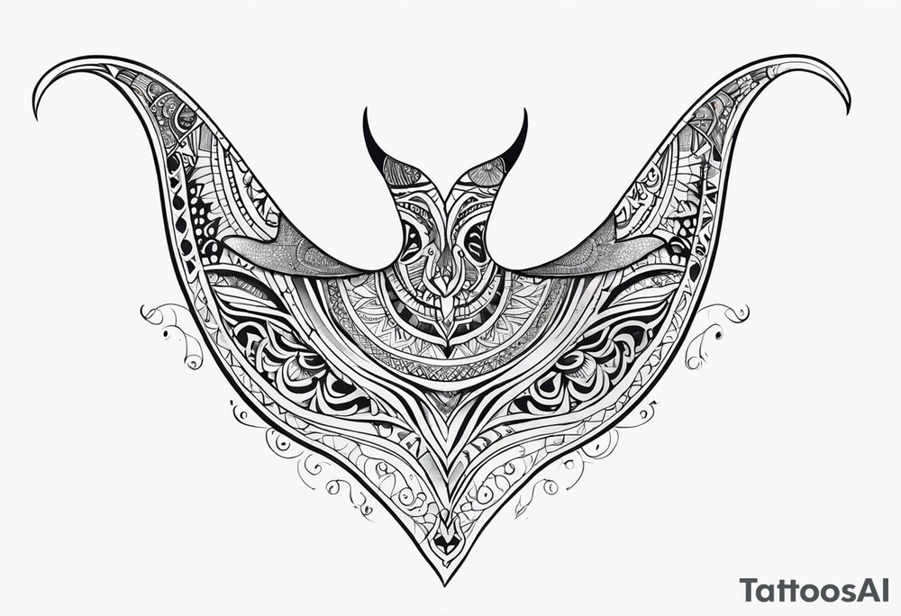 Tattoo sketch of manta ray from a sacred ornament with a small number of details, Polynesian tattoo design , without thick lines and dark spots, while maintaining the shape of Manta Ray tattoo idea