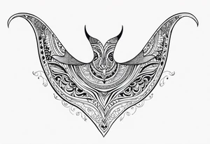 Tattoo sketch of manta ray from a sacred ornament with a small number of details, Polynesian tattoo design , without thick lines and dark spots, while maintaining the shape of Manta Ray tattoo idea