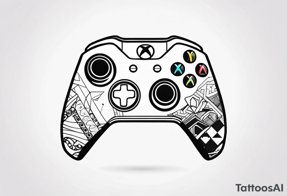 Mando de xbox con el número 7 y la palabra Máster tattoo idea