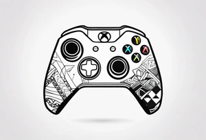 Mando de xbox con el número 7 y la palabra Máster tattoo idea