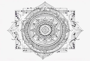 Mandala tattoo with music notes tattoo idea
