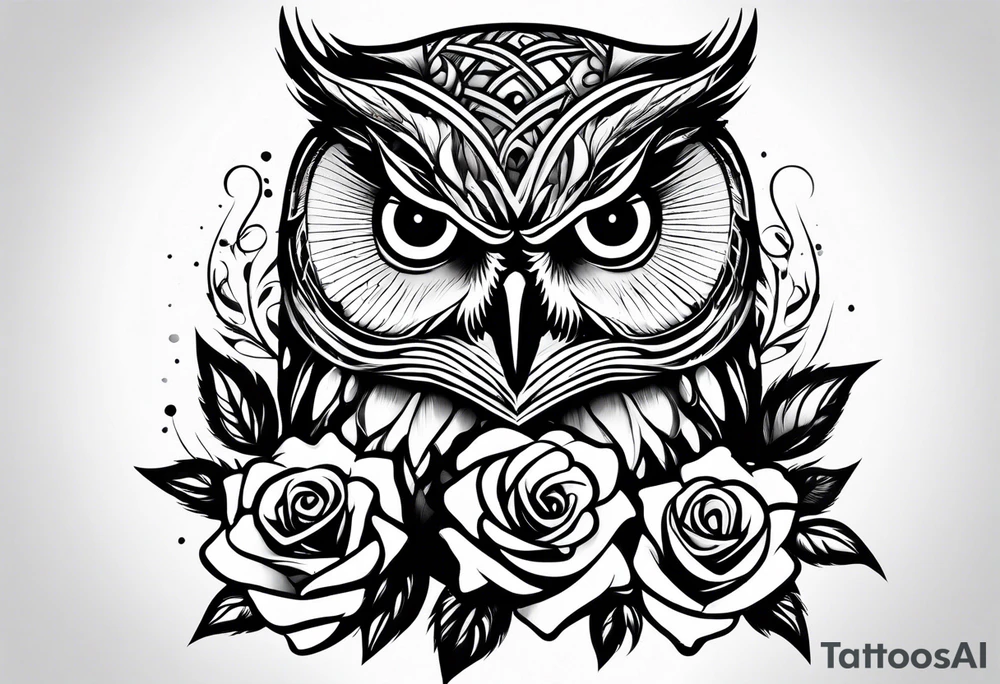 An owl, a rose tattoo idea