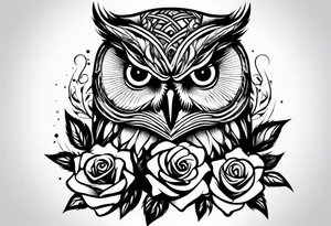 An owl, a rose tattoo idea
