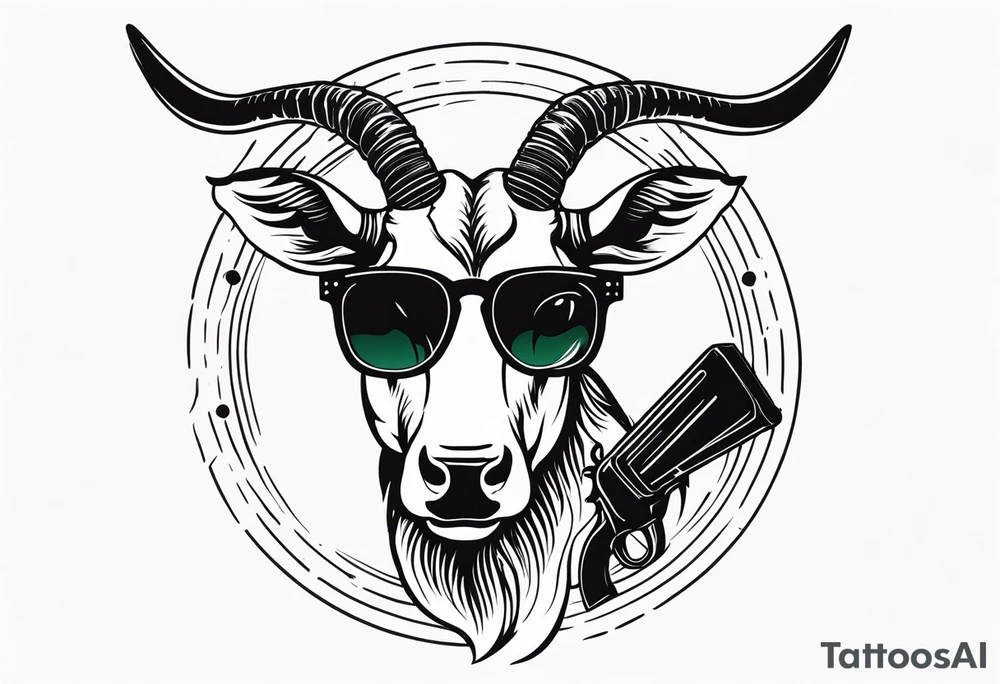 capricorn with sunglasses and shotgun tattoo idea