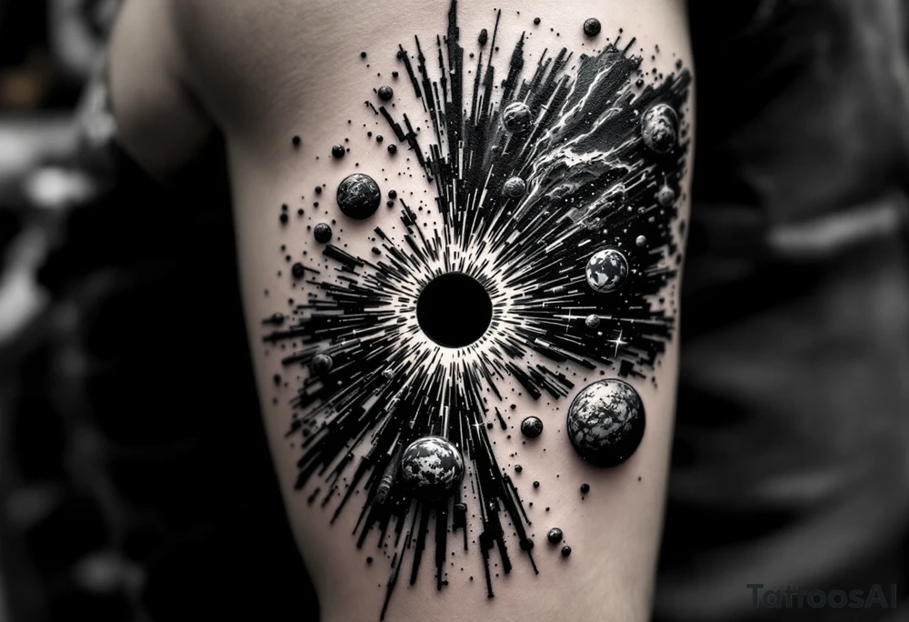 2 different worlds on each side of a black hole. tattoo idea