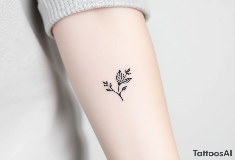 laurel branch with one leaf inverted tattoo idea