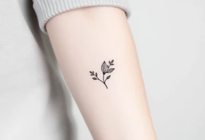 laurel branch with one leaf inverted tattoo idea