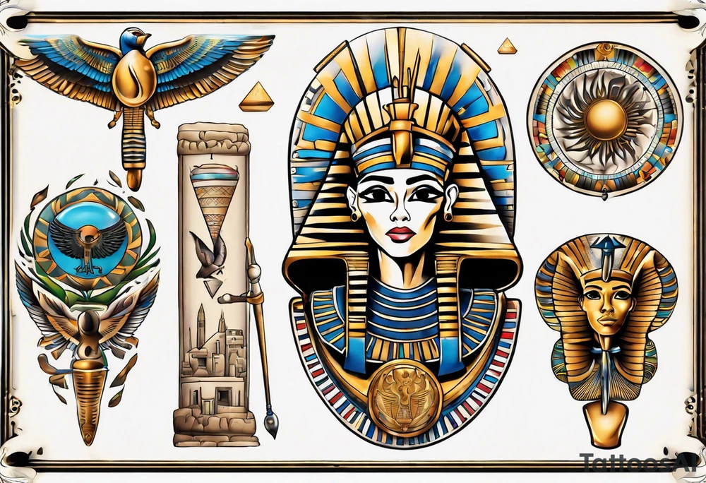 egypt full back tattoo idea