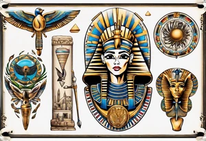 egypt full back tattoo idea
