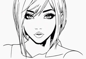 pop-art style anime girl, full body tattoo idea