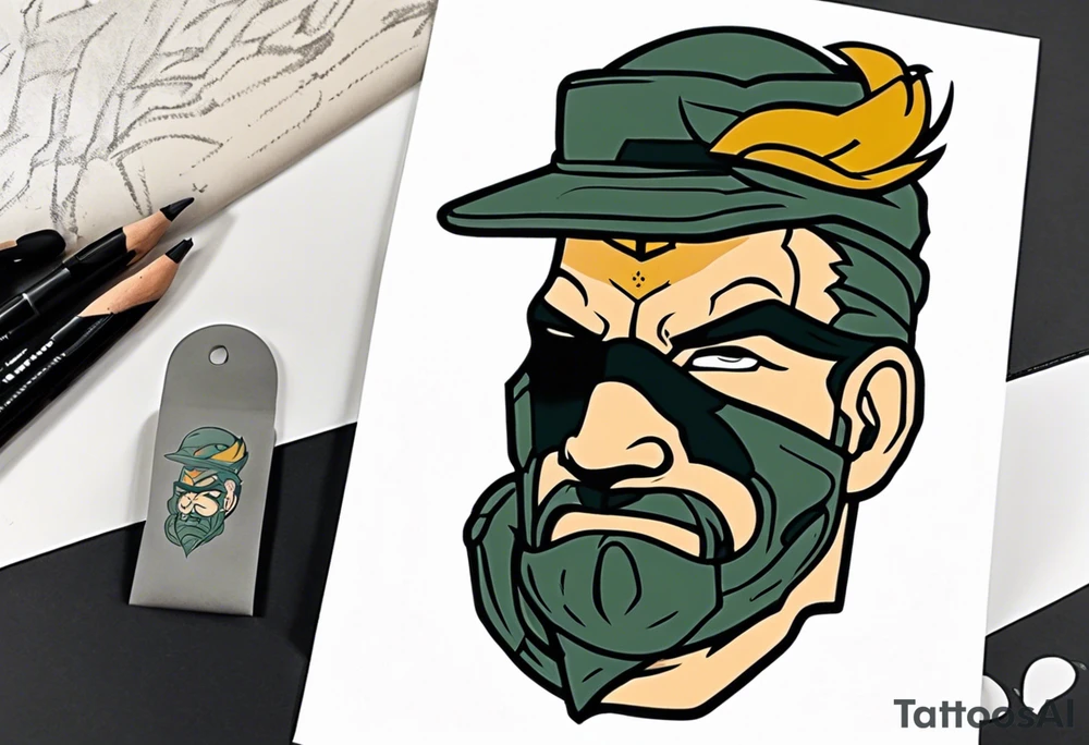 Solid snake with a potato hat tattoo idea