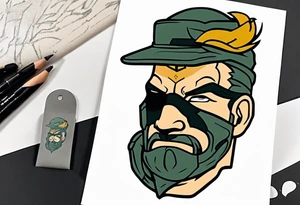 Solid snake with a potato hat tattoo idea