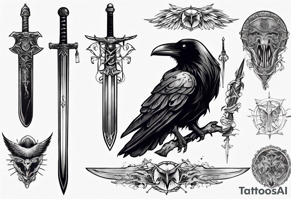 Raven with the sword tattoo idea