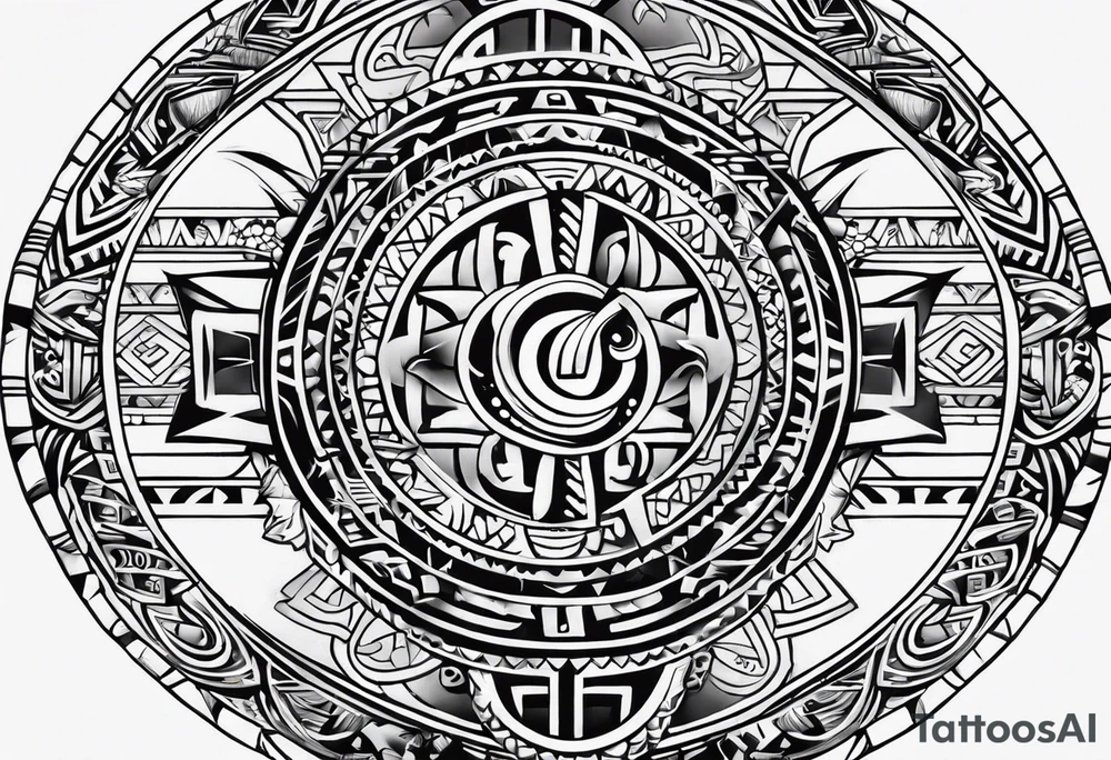aztec rune sleeve tattoo idea