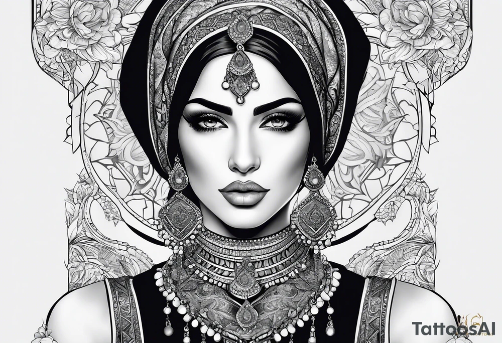 middle eastern
 woman tattoo idea