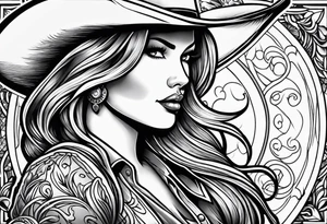 American traditional cowgirl tattoo idea