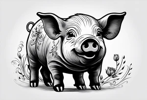 cute pig or piglet.
with text: "friends not food" tattoo idea