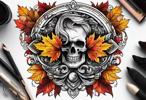 thigh tattoo with fall colors tattoo idea