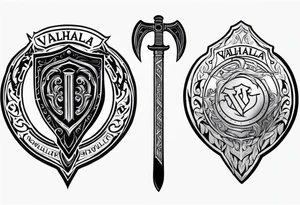 Valhalla shield sword 
axe tattoo idea