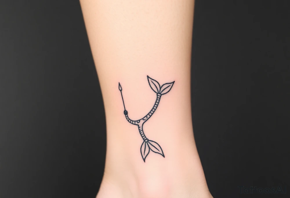 Simple Mermaid tail with elbow crutches tattoo idea