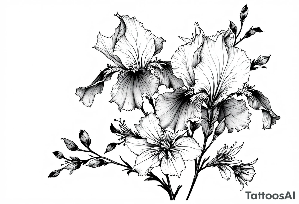 Irises flowers, cherry blossom tattoo idea