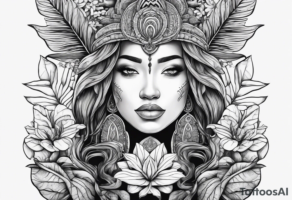 Ayahuasca with alocasia zebrina tattoo idea