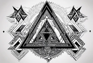 The valknut symbol and a wolf. tattoo idea