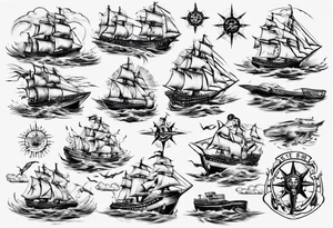 Ship on the water tattoo idea