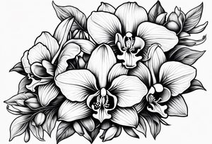 Honeysuckle lily of the valley orchid  snapdragon mandala black tattoo design tattoo idea