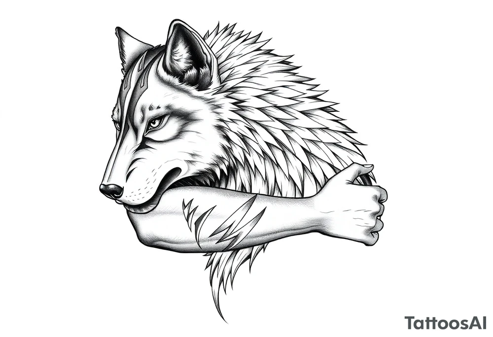 mongolian grey wolf tattoo idea