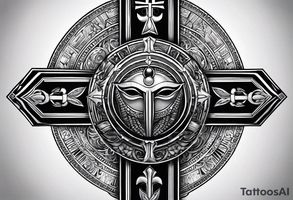 Egyptian cross with light beam shining down tattoo idea