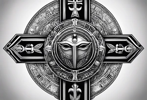 Egyptian cross with light beam shining down tattoo idea