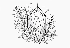 Broken glass and flowers tattoo idea