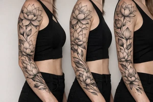 a lotus flower with fine linework tattoo idea