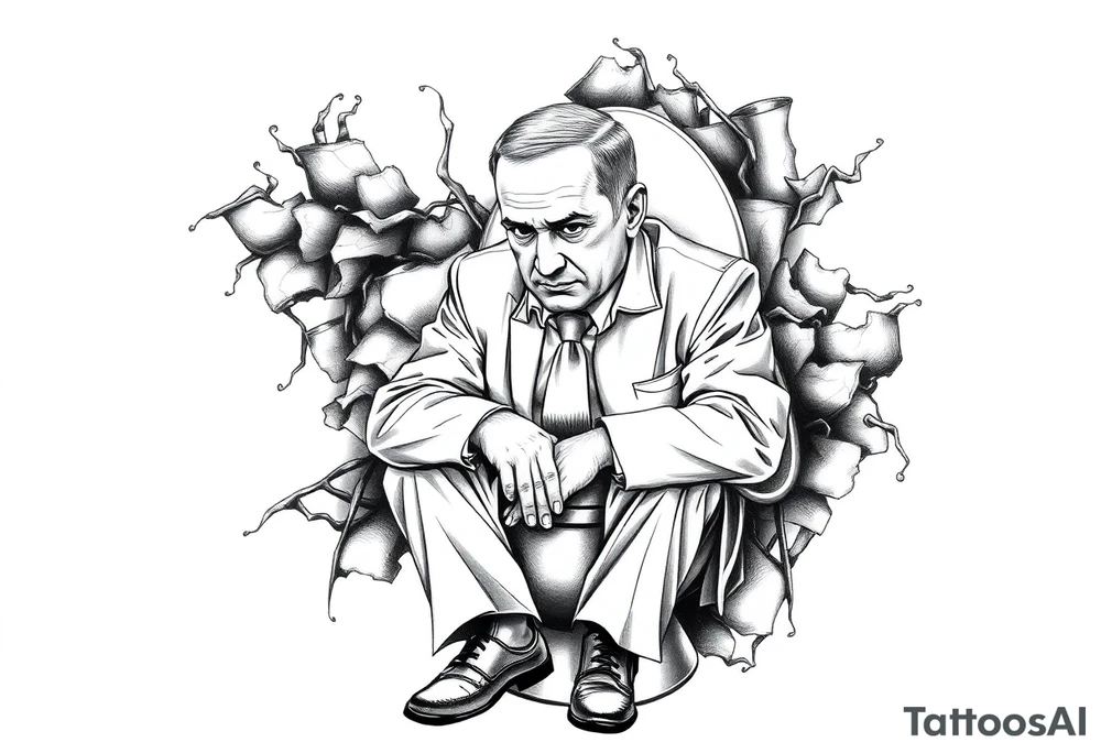 bibi netanyahu sitting in the 
 toilet tattoo idea