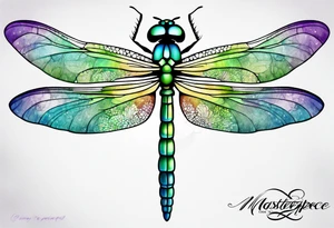 Purple green blue dragonfly, watercolors tattoo idea