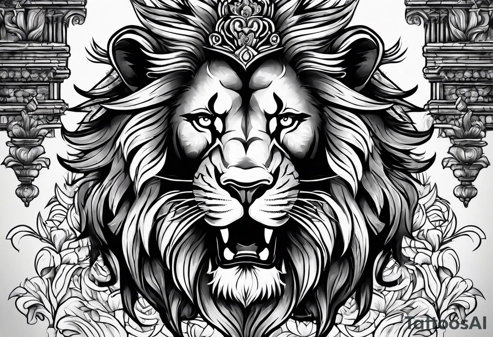 Old Russian prison style lion tattoo idea