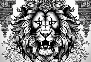 Old Russian prison style lion tattoo idea
