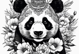 Punk Panda with flowers tattoo idea