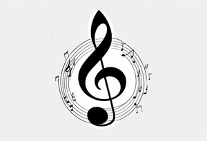 Simple minimalist tattoo in the style of single needle art depicting musical notes in the shape of letters “l” and “r” tattoo idea