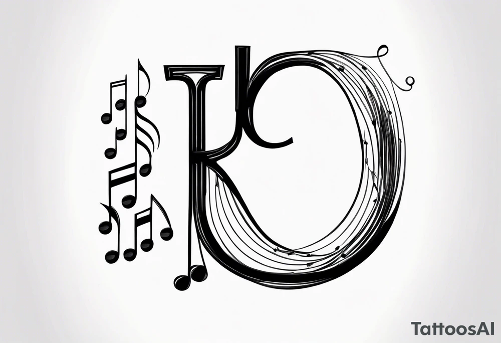 Musical notes incorporating the letters R and L tattoo idea