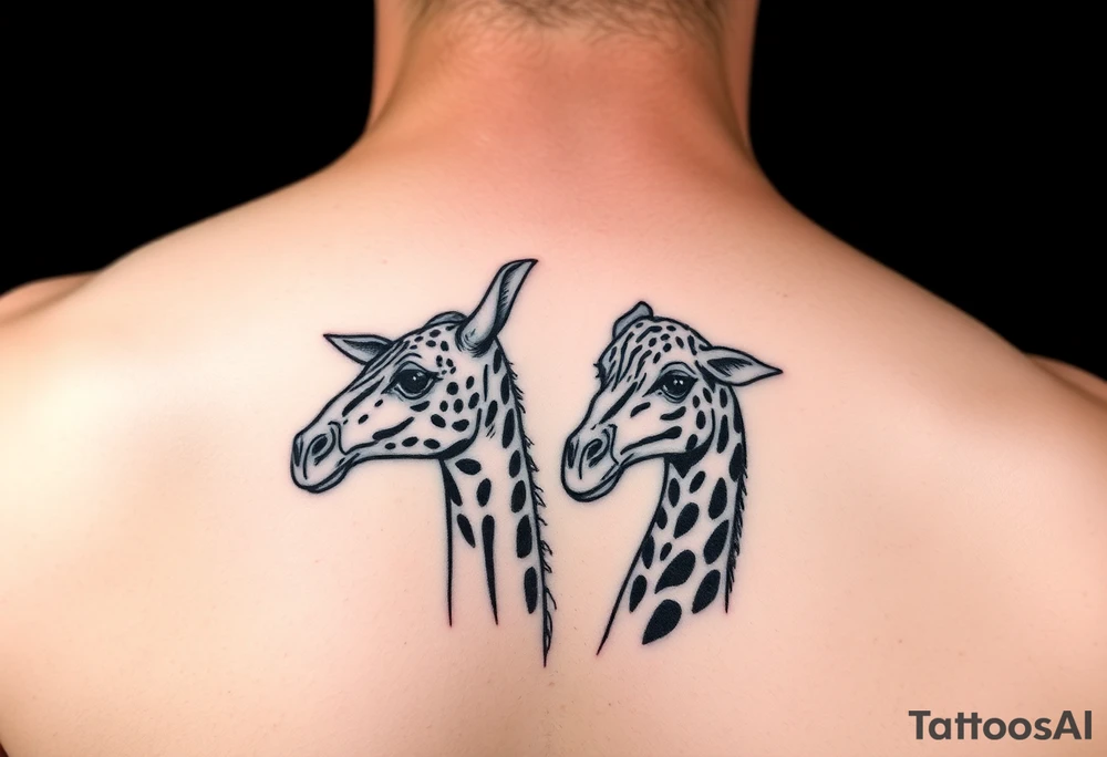 Dos jirafas pequeñas, realistas, que sean hermanas tattoo idea