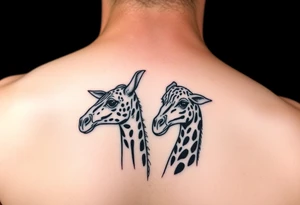 Dos jirafas pequeñas, realistas, que sean hermanas tattoo idea