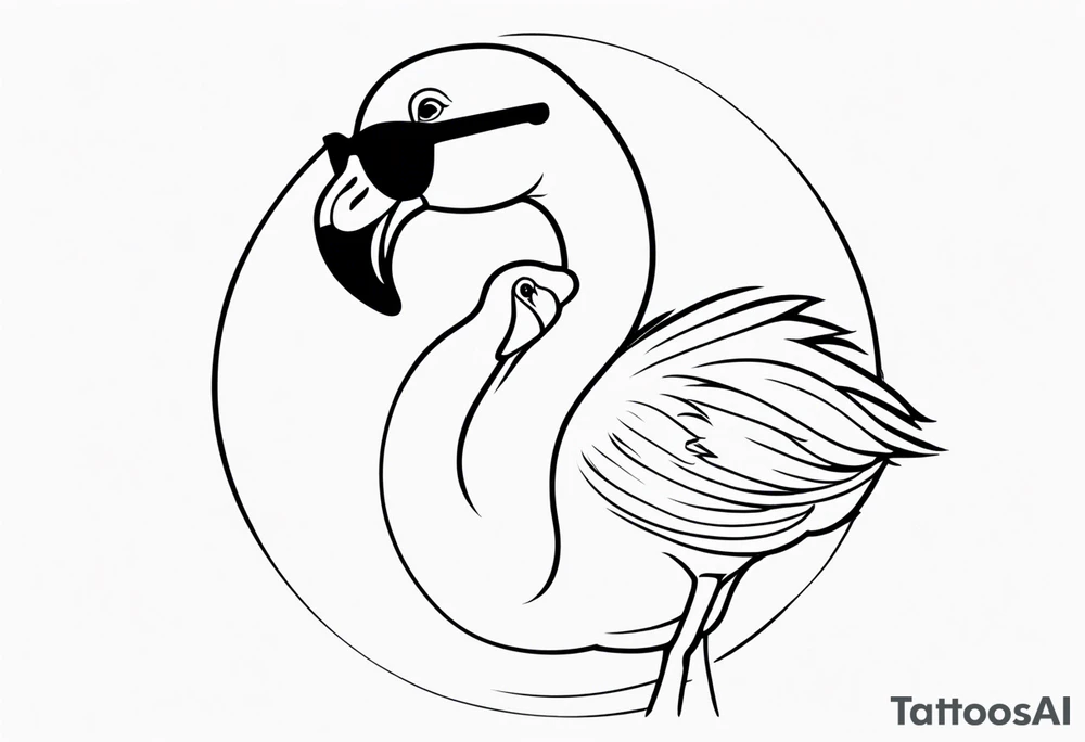 cute flamingo with glasses on tattoo idea