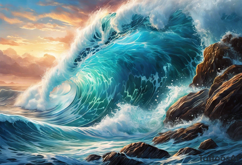 ocean, wave tattoo idea