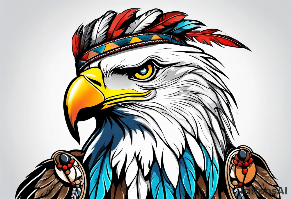 Eagle with native war bonnet tattoo idea