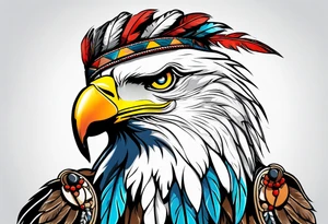 Eagle with native war bonnet tattoo idea