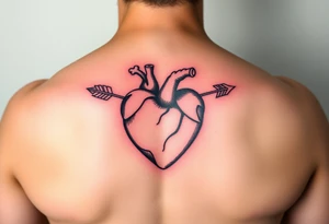 Detailed heart with an arrow inside tattoo idea