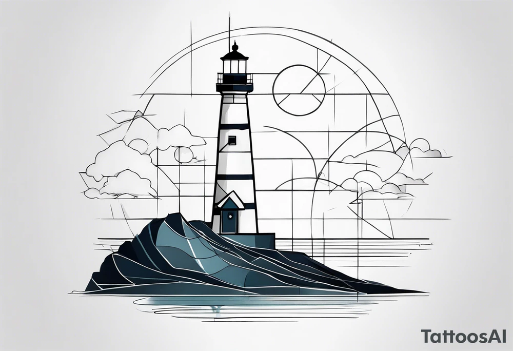 lighthouse geometric tattoo idea