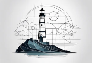 lighthouse geometric tattoo idea